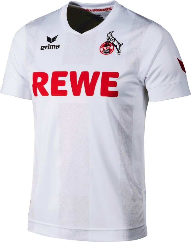 Das Heimtrikot ist traditionell Weiß, ergänzt um Blockstreifen in hellgrau. copyright: 1. FC Köln