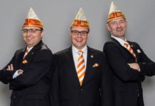 Die "Appelsinefunke" stellen das designierte Kölner Dreigestirn 2018 und "danze us der Reih" - copyright: Festkomitee Kölner Karneval