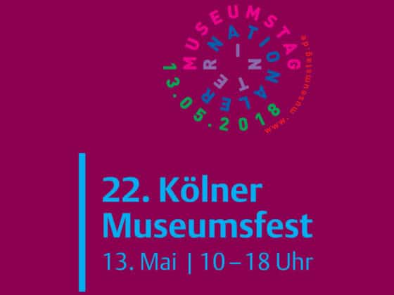 Die Kölner Museen und andere Kultureinrichtungen laden am Sonntag, 13. Mai 2018, von 10 bis 18 Uhr zum 22. Kölner Museumfest ein. copyright: www.museenkoeln.de