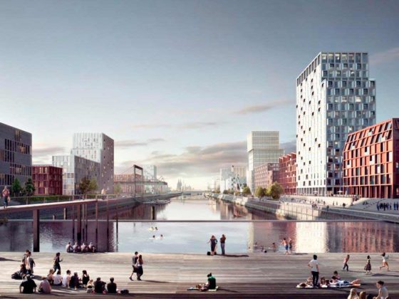 Das Becken als Herzstück des neuen Veedels in Köln-Deutz copyright: moderne stadt, Köln / Cobe Architect
