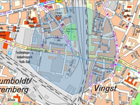 Der Evakuierugsbereich zum Bombenfund in Köln-Kalk copyright: Stadt Köln