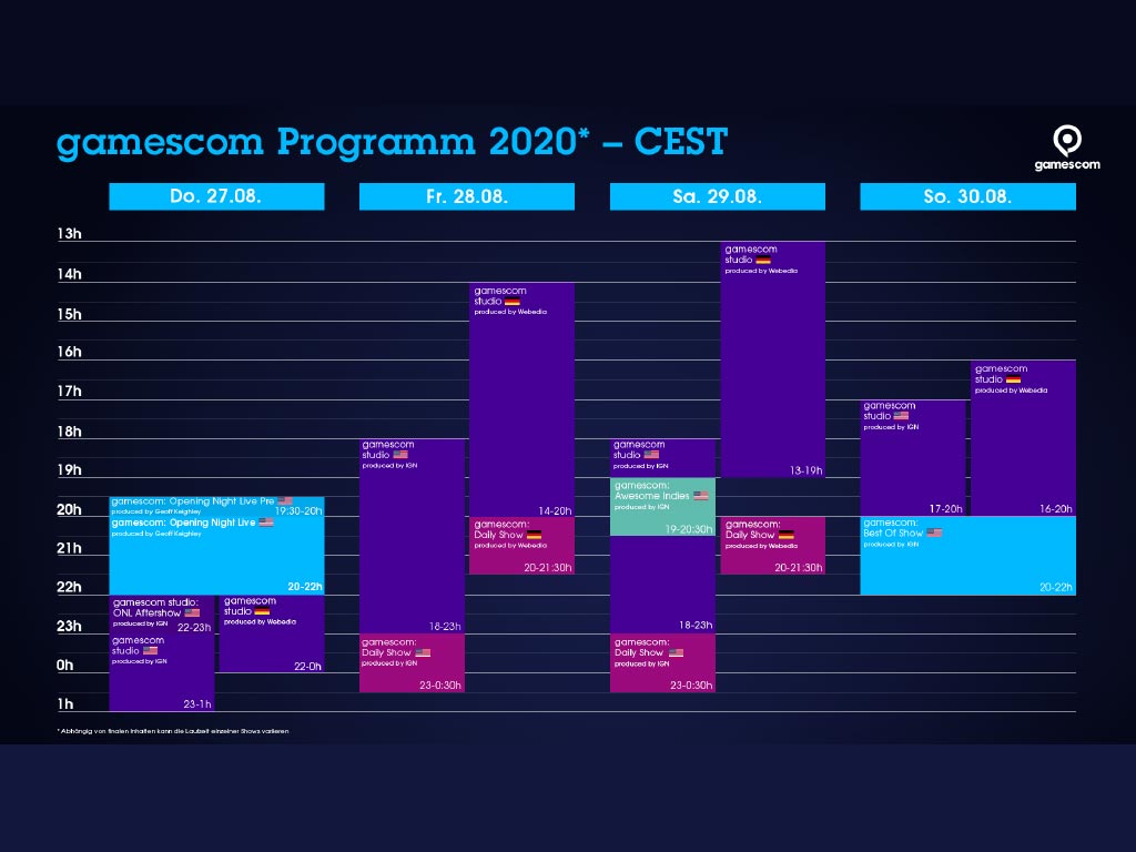 Das Programm der gamescom 2020 im Überblick copyright: gamescom / Koelnmesse