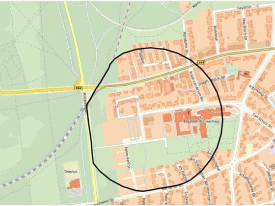 Der vorläufige Gefahrenbereich und Evakuierungsbereich in Köln-Lindenthal wurde mit einem Radius von 300 Metern festgelegt.